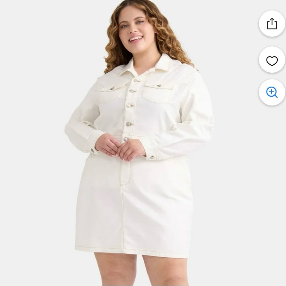 NWT Terra & Sky off White Denim Button-Up Dress women’s size 2X.